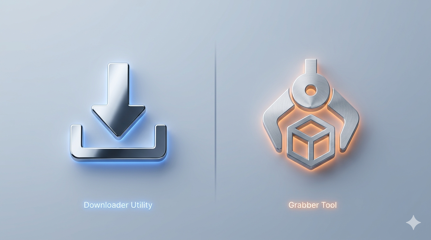 Comparison screen showing downloader tool vs grabber tool for YouTube thumbnails
