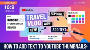 Bold text being added to colorful YouTube thumbnail design