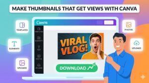 Canva editor creating click-worthy YouTube thumbnail